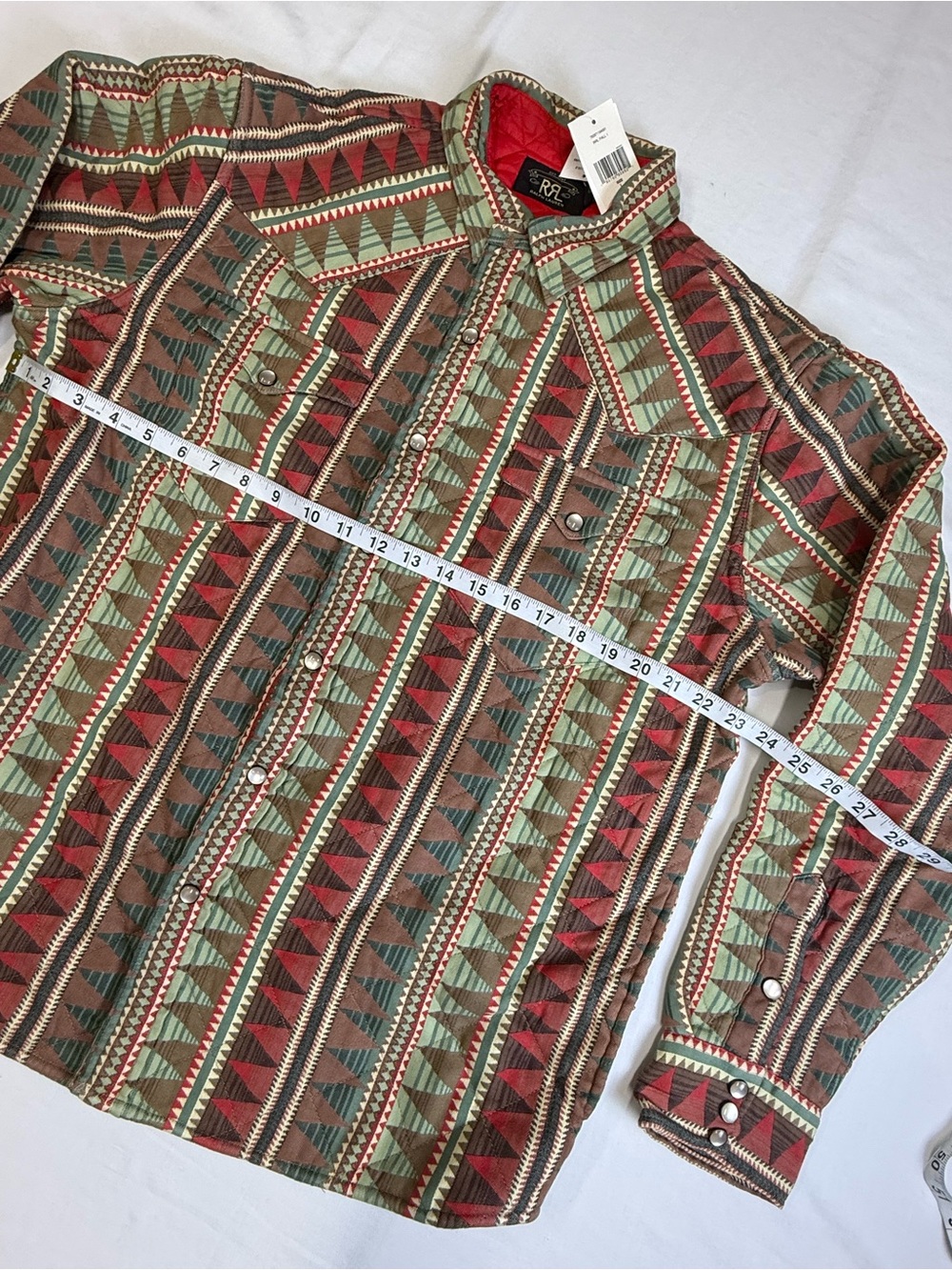 Ralph Lauren Double RL Southwestern Geometric Button-Down - Red, Green, Brown - Picture 3 of 13
